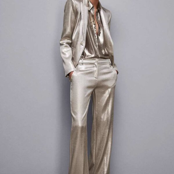 Low-waisted crepe satin pants