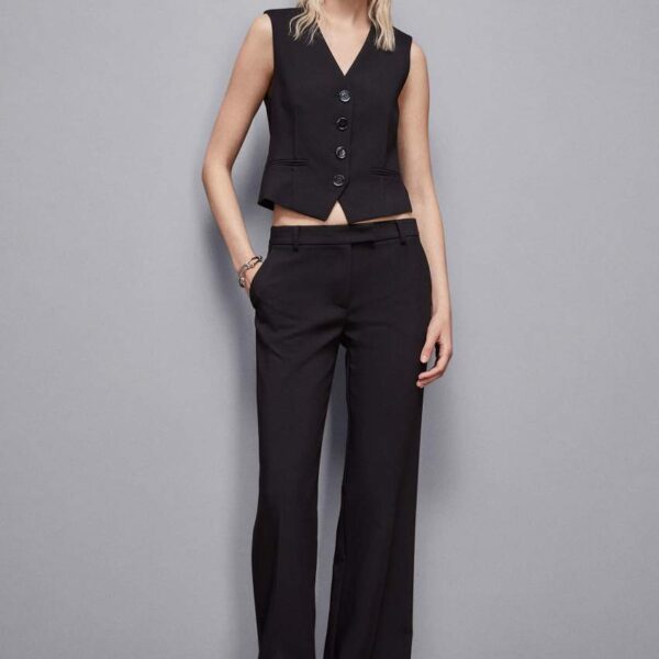 Low-waisted twill pants