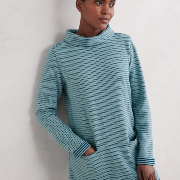 Pure Cotton Jacquard Roll Neck Tunic