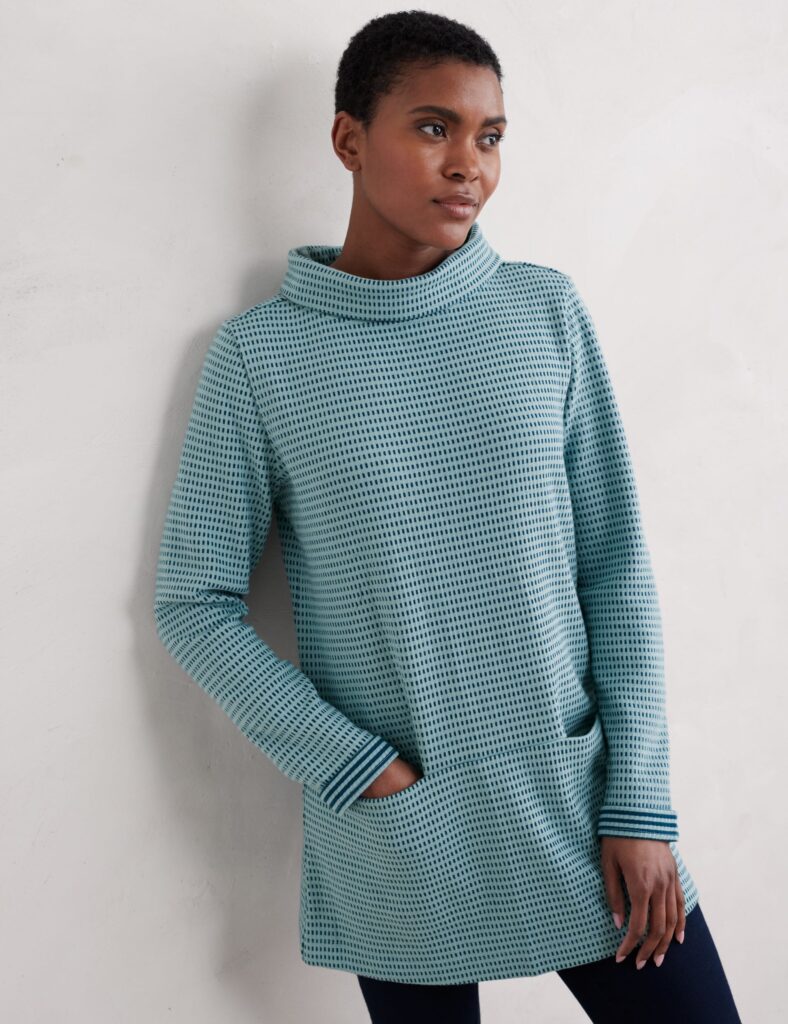 Pure Cotton Jacquard Roll Neck Tunic