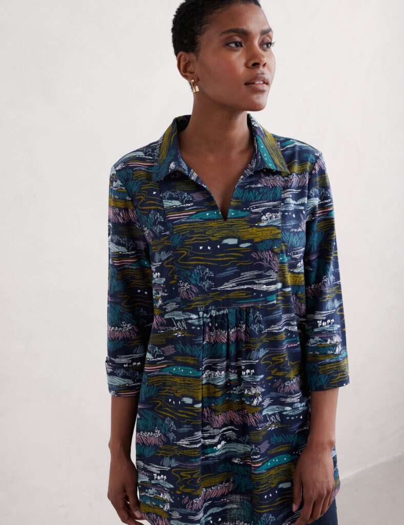 Pure Cotton Printed Notch Neck Tunic