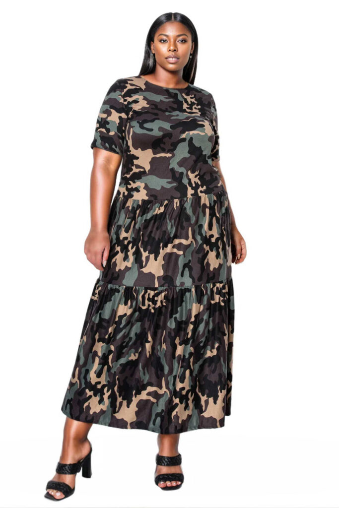 Remi Camo Tiered Maxi Dress